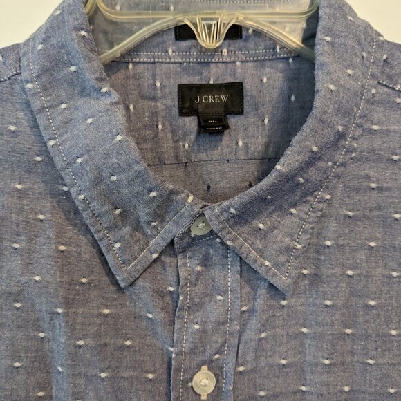 J. Crew Shirt Men's Size XL Blue White Button-up Slim Fit Long Sleeve Dotted - Picture 2 of 13